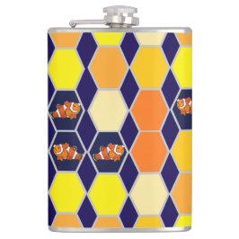 Clownfish Handgezeichnete Kunst Flachmann