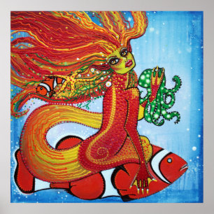 Clownfish Meerjungfrau-Plakat Poster
