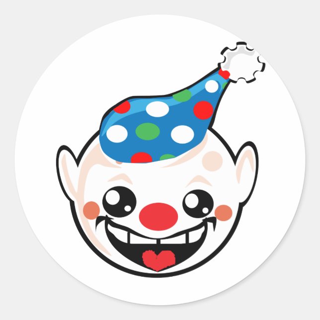 Clowngesicht Runder Aufkleber (Vorderseite)