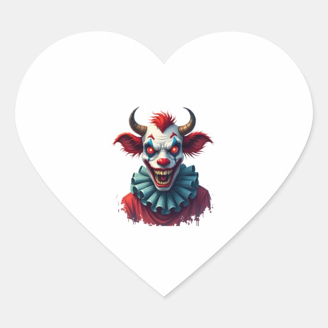 Clownkuh des Terrors Herz-Aufkleber (Vorderseite)