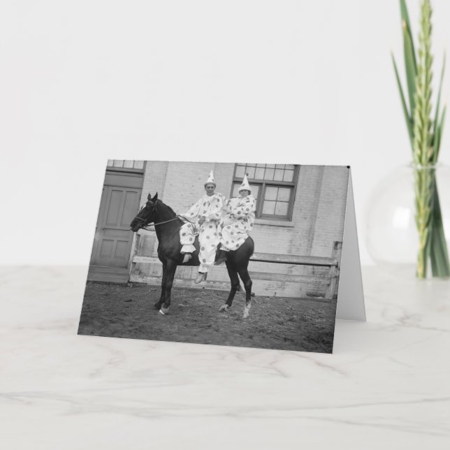 Clowns auf dem Pferd, Geburtstag Karte (Vorderseite)