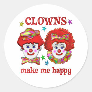 Clowns machen mich glücklich runder aufkleber