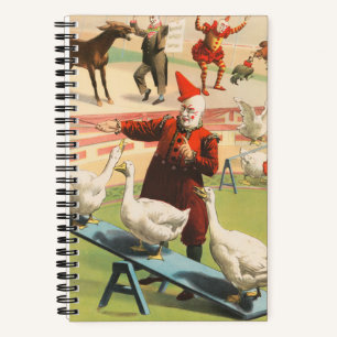 Clowns mit auftretenden Gänsen, Hähnen und Esel. Notizbuch