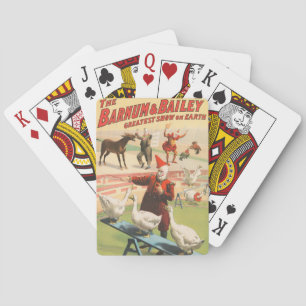 Clowns mit auftretenden Gänsen, Hähnen und Esel. Spielkarten