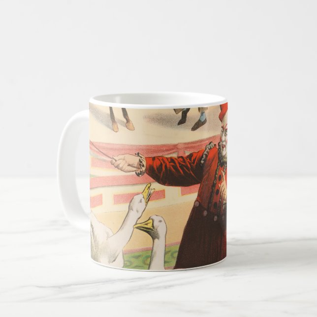 Clowns mit Darstellenden Gänsen, Roosters & Donkey Kaffeetasse (Vorderseite Links)