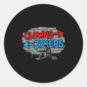 Clowns und Joker Graffiti Street Art Richtung Runder Aufkleber