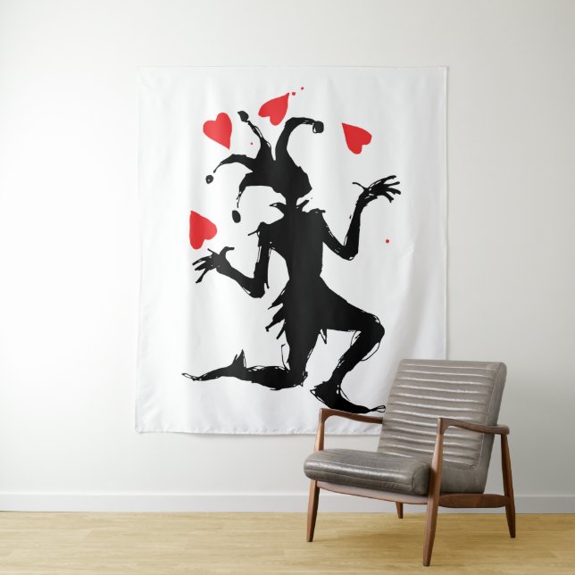 Clownspiel mit Herz Wandteppich (Beispiel)