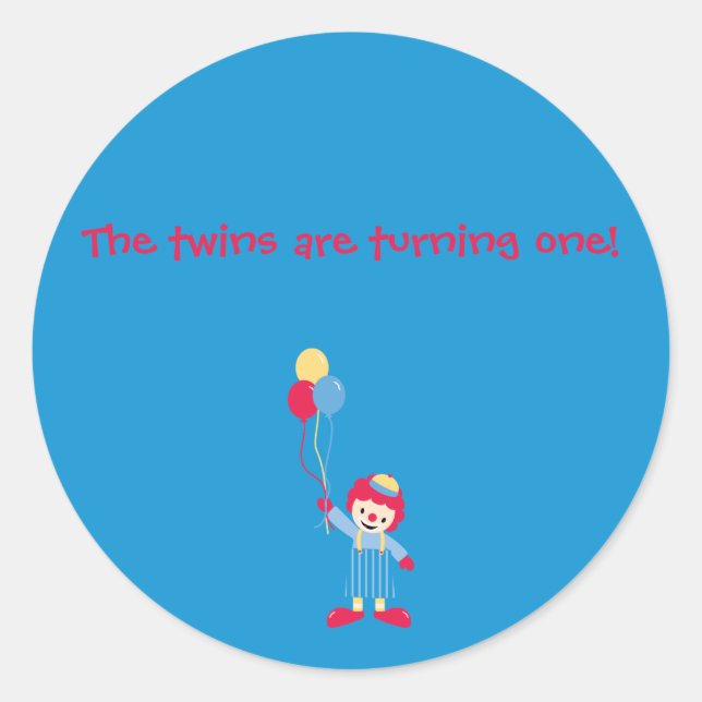Clownsticker, Die Zwillinge werden eins! Runder Aufkleber (Vorderseite)