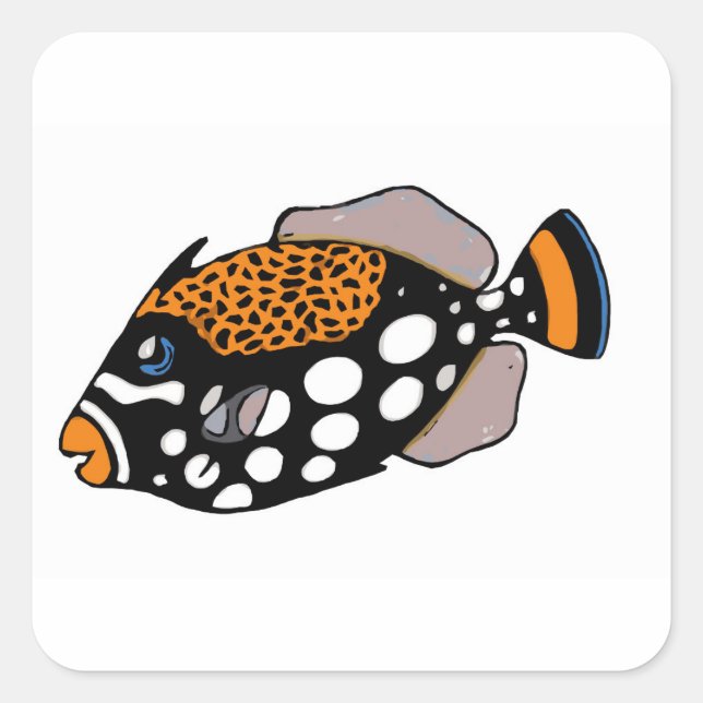 ClownTriggerfish Quadratischer Aufkleber (Vorderseite)