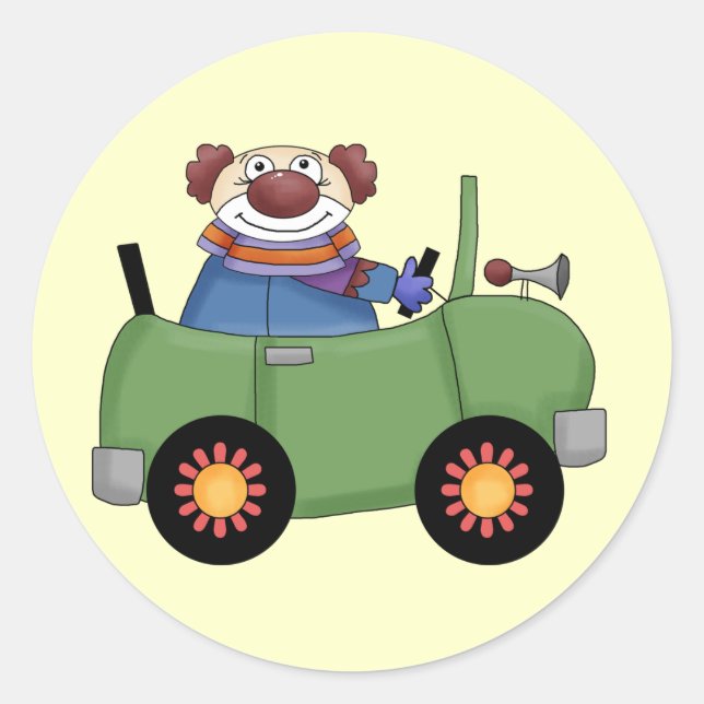 Clownwagen Runder Aufkleber (Vorderseite)