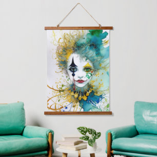 Clownwall Wandteppich Mit Holzrahmen