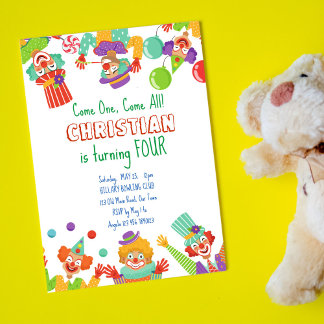 Clownzirkus Geburtstagsfeier Einladung