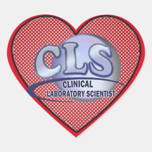 CLS FunBlue LOGO - KLINISCHER LABORWISSENSCHAFTLER Herz-Aufkleber