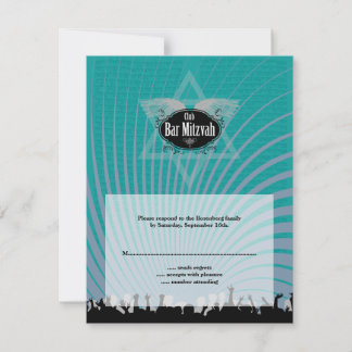 Club Bar Mitzvah Navy Aquamarin UAWG Replik Card RSVP Karte
