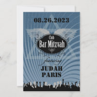 Club Bar Mitzvah Navy Blue Einladung Judah No Par