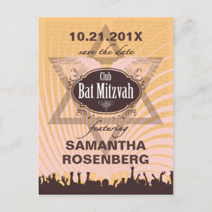 Club Bat Mitzvah Save the Date Ankündigungspostkarte
