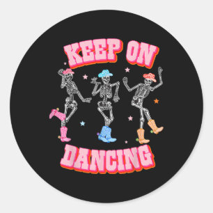 Club Behalt On Dancing Skeleton Cowgirl Pink Weste Runder Aufkleber