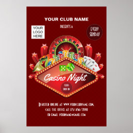 Club Casino Night Party personalisiertes Foto Poster