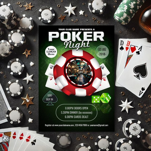 Club/Corporate Casino Themenhotel Poker Night Foto Einladung (Club/Corporate Casino-Themed Poker Night Photo Invitation)