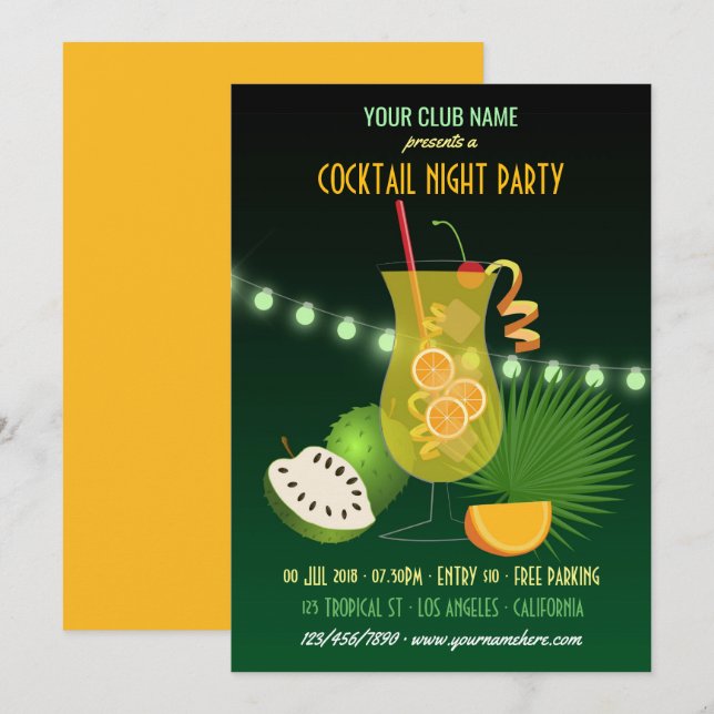 Club/Corporate Cocktail Party Einladung (Vorne/Hinten)
