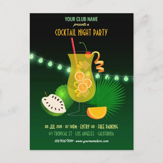 Club/Corporate Cocktail Party Einladung Postkarte (Vorderseite)