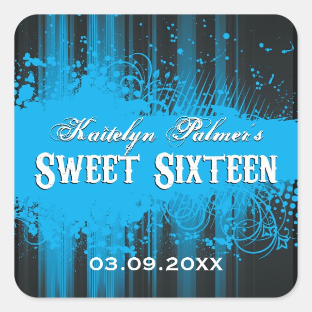 Club Flyer Look Sweet 16 Aufkleber (Vorderseite)