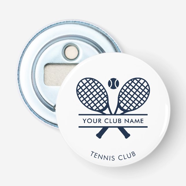 Club Name Tennis Rackets Motif Mitglied Keepake Flaschenöffner (Vorderseite)