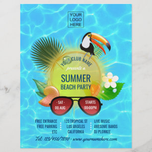 Club Sommer-Strandparty - eigenes Foto und Logo hi Flyer