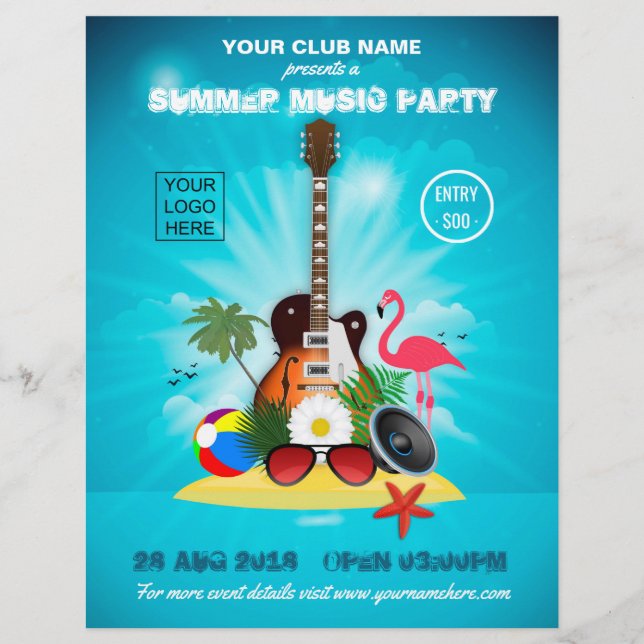 Club Summer Music Party hinzufügen Logo und Foto Flyer (Vorne)