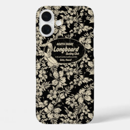 Club Surfbrett Hibiskus Hawaiian Black iPhone 16 Plus Hülle