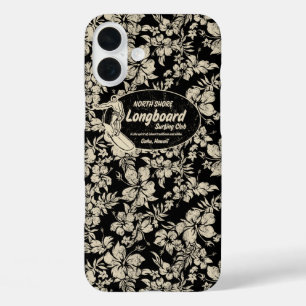 Club Surfbrett Hibiskus Hawaiian Black iPhone 16 Plus Hülle