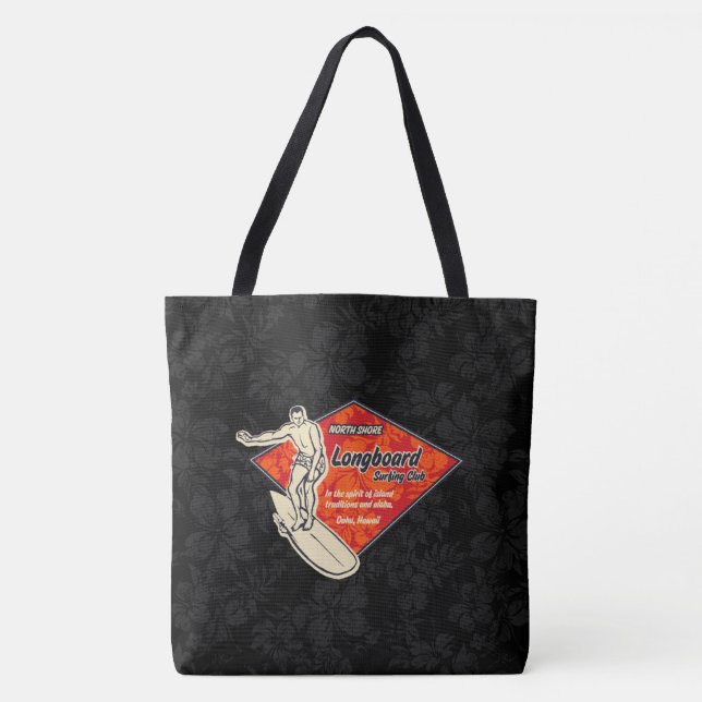Club Surfing Diamond Hawaiian Hibiskus Beach Bag Tasche (Vorderseite)