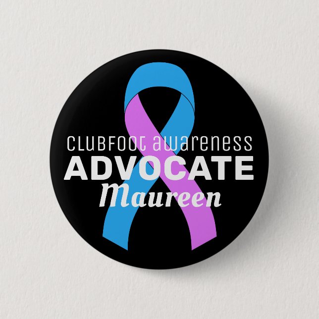 Clubfoot Awareness Advocation Ribbon Black Button (Vorderseite)