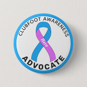 Clubfoot Awareness Advocation Ribbon White Button