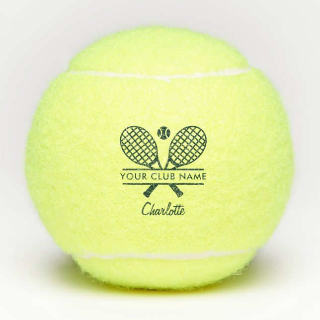 Clubname Tennis Player Green Script Personalisiert Tennisbälle (Vorderseite)