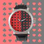 Clubs, Pik, Herz, Diamanten - cool Armbanduhr<br><div class="desc">Cooles Design in Schwarz und Rot für alle Poker- und Brückenfans und alle,  die die Kartensymbole mögen! Tolle Geschenkidee für ihn!</div>