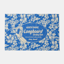 Clubsurfing Longboard Logo und Hibiskus Blau Fußmatte