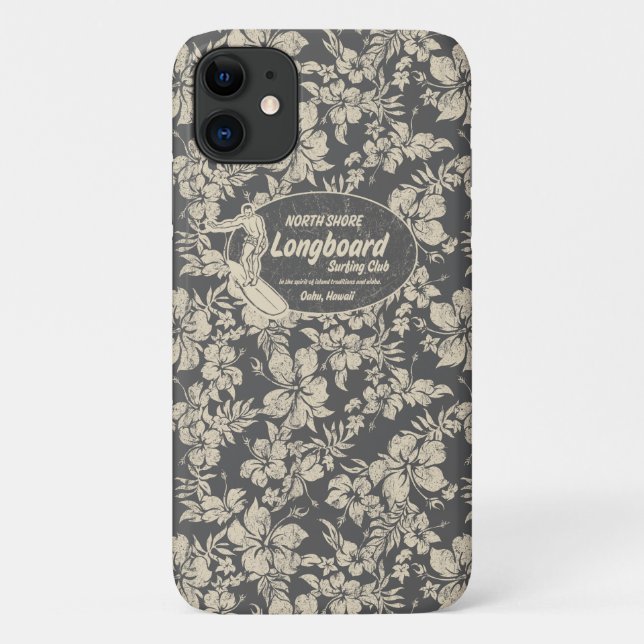 Clubsurfing Longboard Logo und Hibiskus Hawaiian Case-Mate iPhone Hülle (Rückseite)