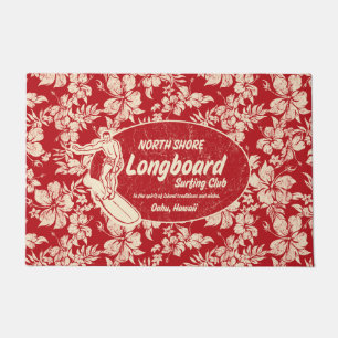 Clubsurfing Longboard-Logo und Hibiskus Red Fußmatte