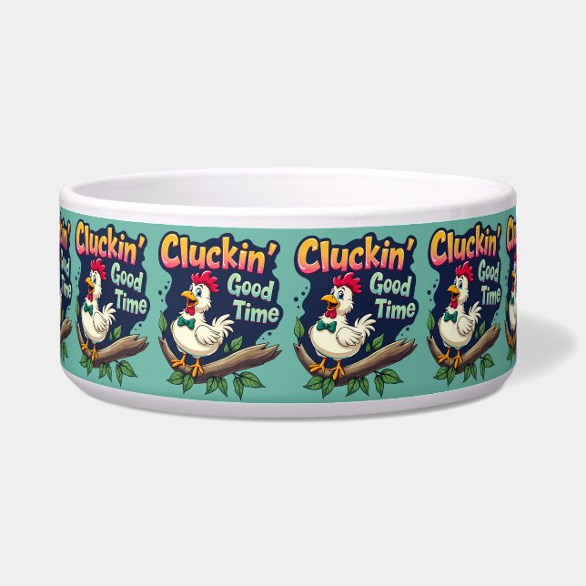 Cluckin' Good Time Funny Chicken Illustration Napf (Vorderseite)