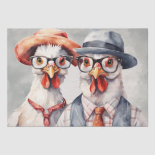 Clucky Couture: Modische Fowl in Decoupage Seidenpapier