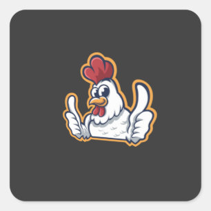 Clucky das fröhliche Huhn Quadratischer Aufkleber