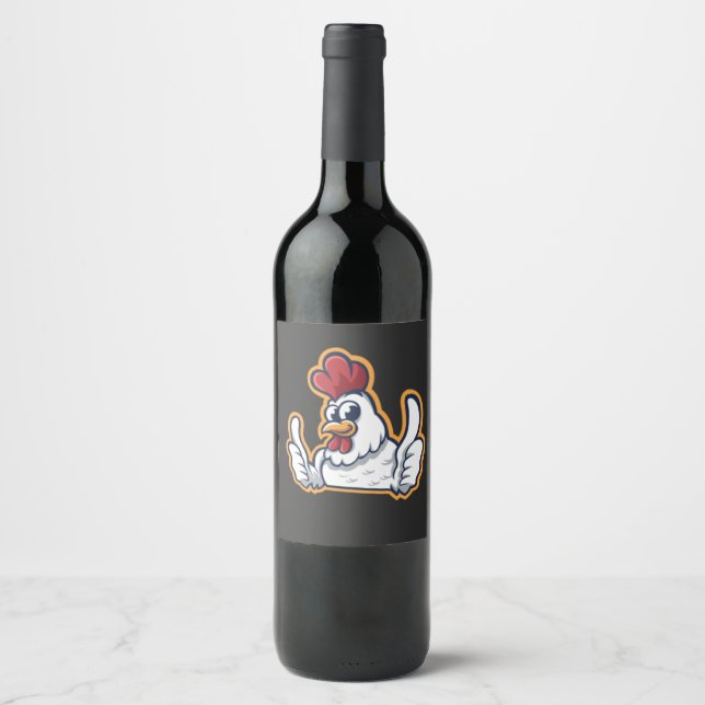 Clucky das fröhliche Huhn Weinetikett (Vorderseite)