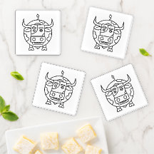 Clueless Bull Kunst Untersetzer Set