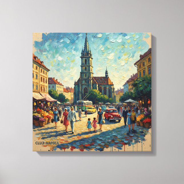 Cluj-Napoca Market Square Canvas Art Leinwanddruck (Vorderseite)