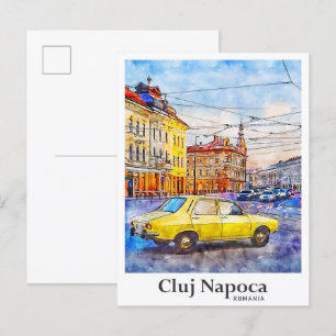 Cluj Napoca Rumänien Reise Wasserfarbe Handgezeich Postkarte