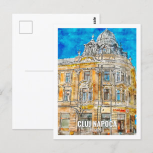 Cluj Napoca Rumänien Reiseziel Place Wasserfarbe Postkarte