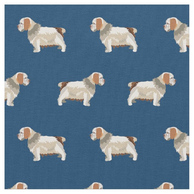 Clumber Spaniel-Blauer Hund Stoff (Nahaufnahme)