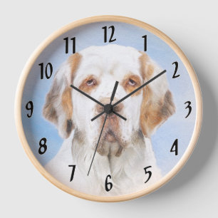 Clumber Spaniel Gemälde - Süße originelle Hundekun Uhr