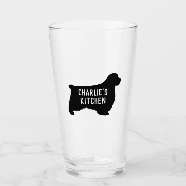 Clumber Spaniel Hund Silhouette Personalisiert Glas (Vorderseite)